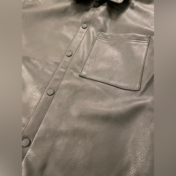 Zara Short Sleeve Faux Leather Shirt - Size Large - Picture 6 of 10